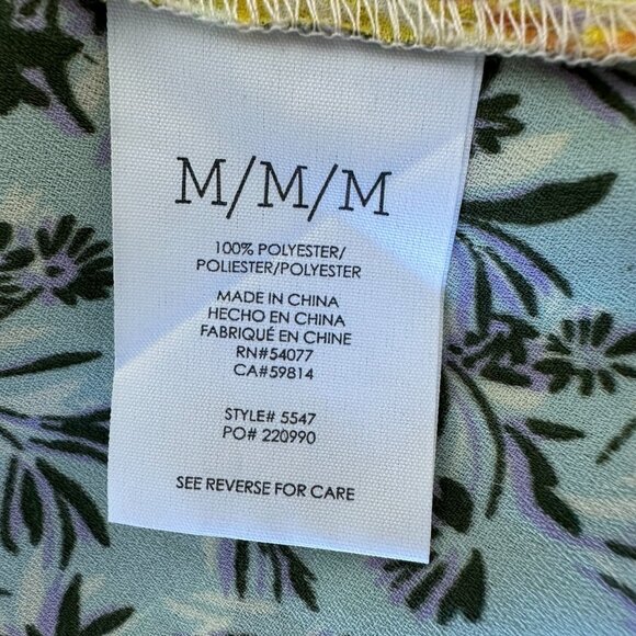 Cabi Tunic Tops Lot of 2 Size M Floral Yellow Green Sleeveless 3276 5547 - Picture 5 of 16